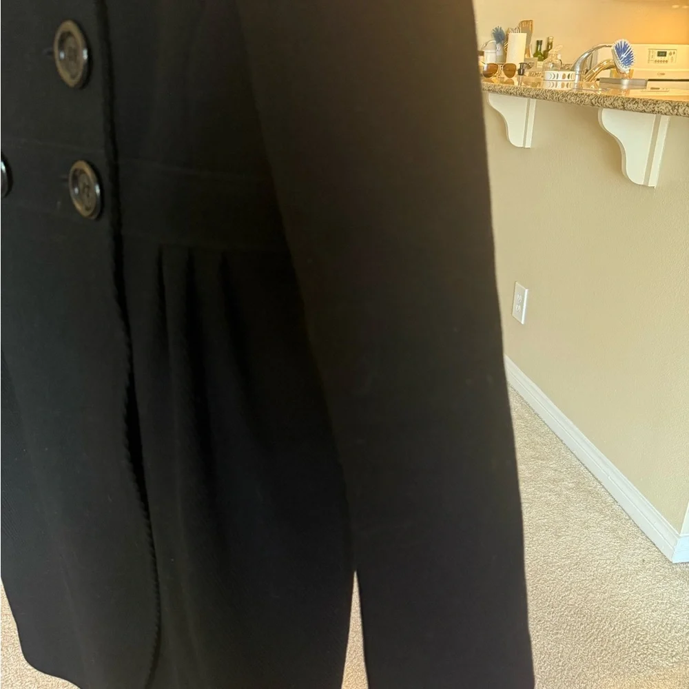 Kate Spade Black Double-Breasted Pea Coat